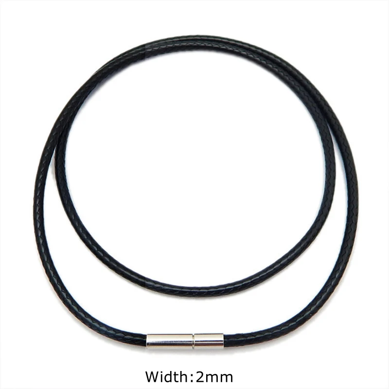 1/1,5/2 mm schwarze wasserdichte Lederband-Halskette, geflochtenes Wachsseil, Kette, Stachel mit Edelstahlverschluss für Männer und Frauen, Schmuck