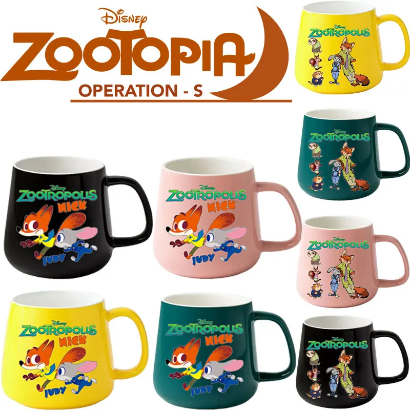 400 مللي ديزني Zootopia الإبداعية السيراميك فنجان شاي القهوة للزوجين أنيمي القدح المشروبات الحلوى الإفطار كوب حليب مقبض درينكوير