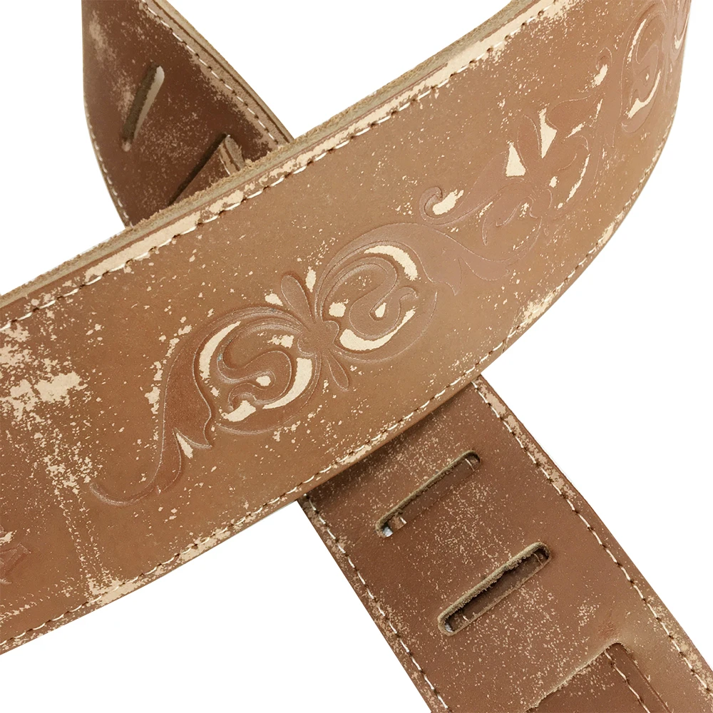 Distressed Embossed Guitar Straps Hand Polished Distressed Treatment Adjustable Guitar Straps Instrument Accessories