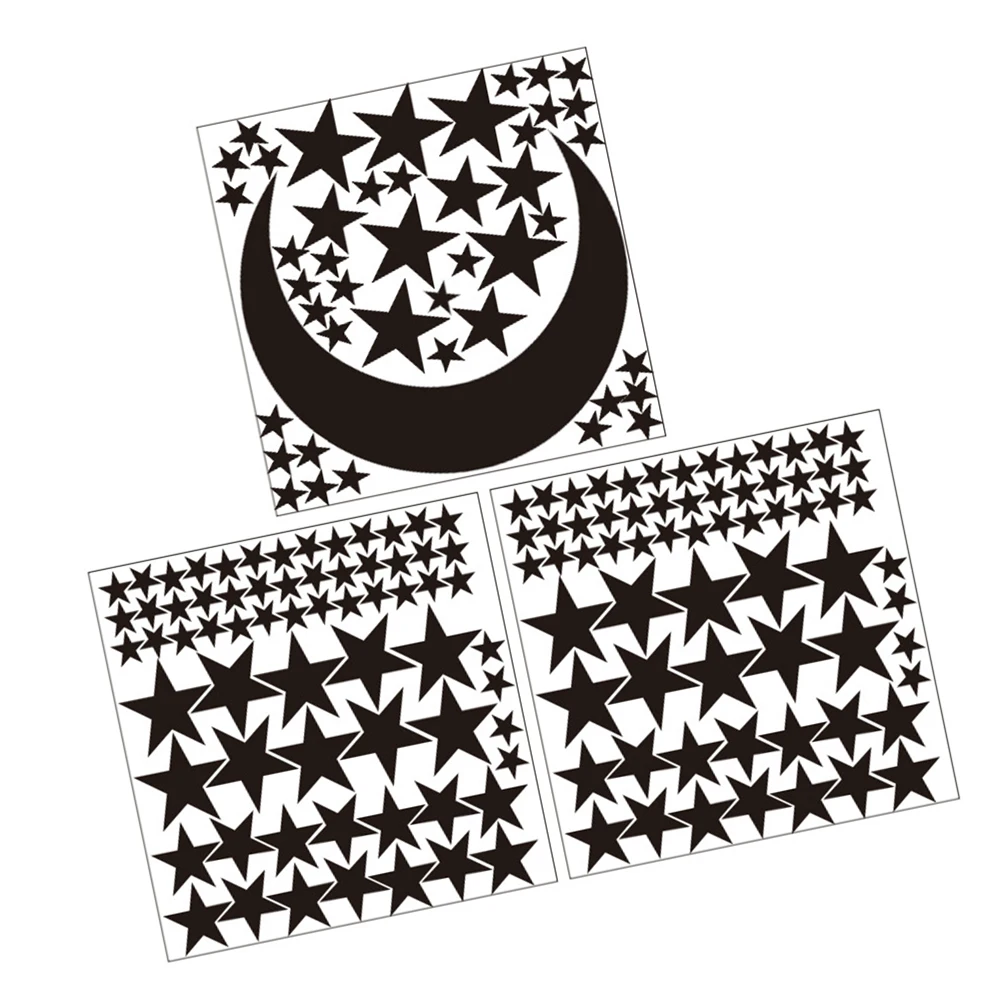 

3Pcs Stars Stickers Decorative Waterproof PVC Kids Bedroom Wall Decals Home Accessories Easy Apply Remove Moon Pattern