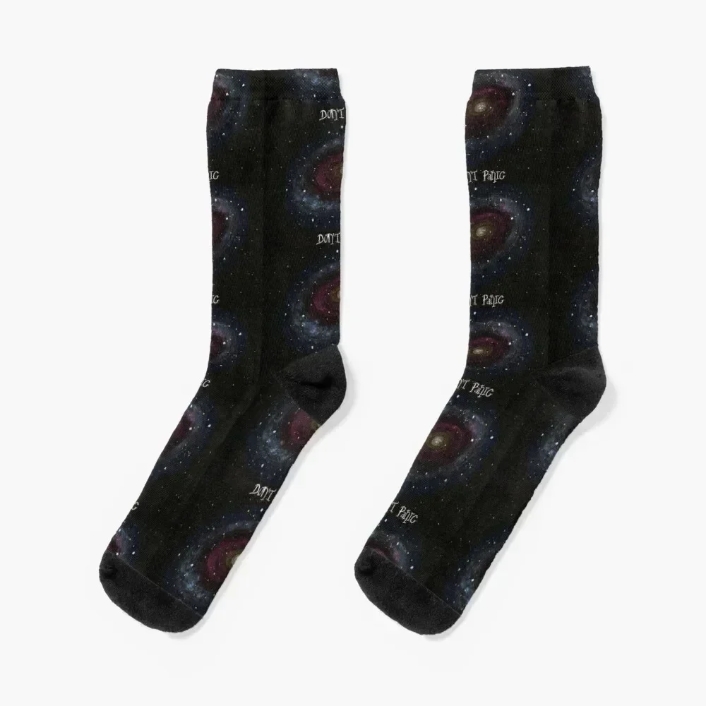 

The Hitchhiker's Guide to the Galaxy Tshirt , Don't Panic Socks colored hiking Toe sports winter Men Socks Luxury Brand Women's