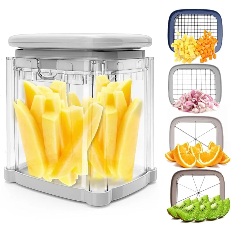 Cortador Manual de verduras, cortador para patatas fritas con 2/4 cuchillas, cortador Manual de patatas para patatas fritas, cortador de cebollas, picadora de alimentos y rebanador de manzana