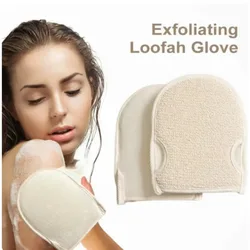 Loofah guante suave Natural, exfoliante corporal de doble cara, almohadilla de esponja, guante de depurador corporal para ducha, Spa, limpieza de la piel, guantes de baño