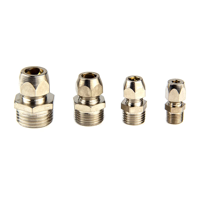 1/8" 1/4" 3/8" 1/2" BSP Gwint męski 4 6 8 10 12 14 16mm OD Rura Mosiężna Tulejka Złączka Złączka Woda Olej Gaz