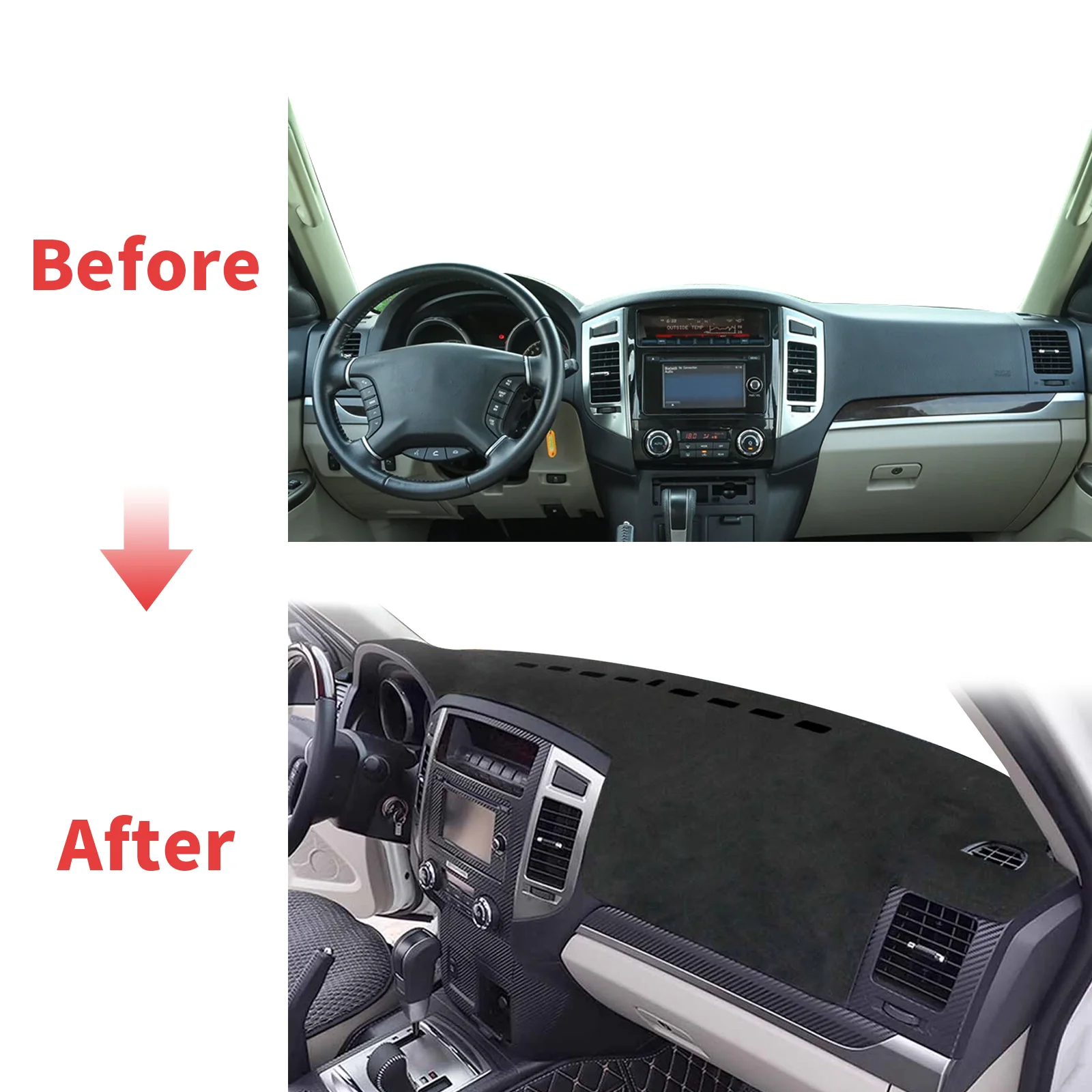 لميتسوبيشي باجيرو شوغون مونتيرو 2006-2020 V80 V87 V93 V97 داشمات غطاء لوحة القيادة وسادة واقية السجاد داشمات ظلة #2