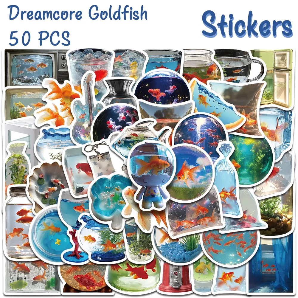 50pcs Kawaii Goldfish Stickers Fish Tank Aesthetic Decals For Laptop Guitar Skateboard Ocean Enthusiasts Creative Stickers Gifts
