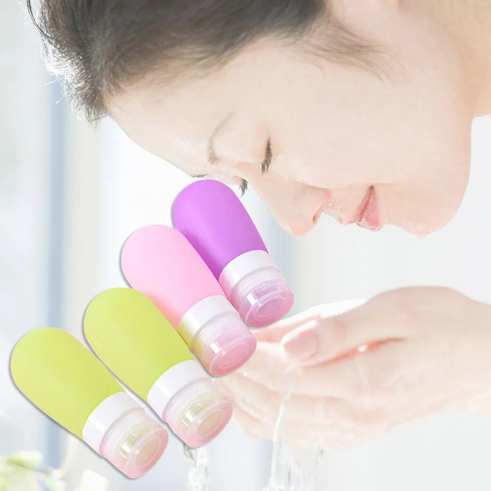 

4 Pcs Silicone Travel Bottles Portable Leakproof Toiletries Containers for Shampoo Lotion Cream Safe Holding Reusable