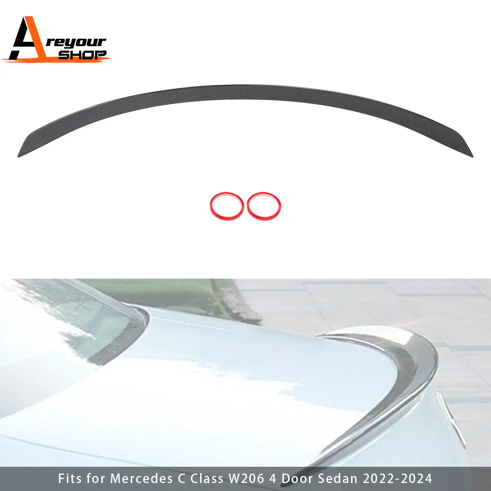 

Задний спойлер багажника из углеродного волокна, крыло для Benz W206 C63S, стиль 2022 2023 2024