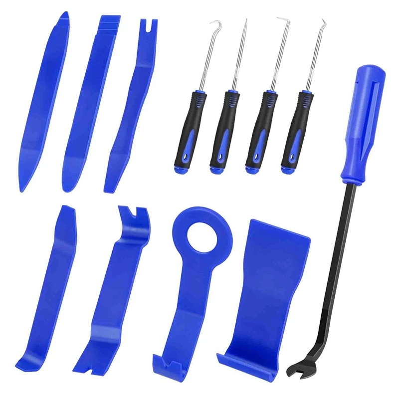 

12Pcs Pry Tools Kit Fasteners Remover Auto Trim Removal Tool Set Automotive Hook Set