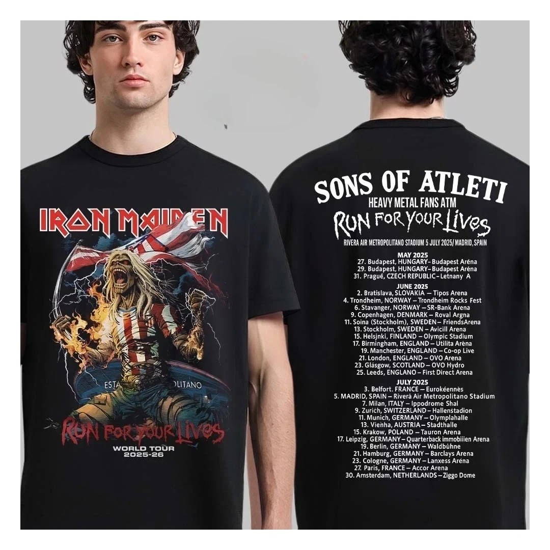 تي شيرت Hot Iron M Run لجولة حياتك 2025–2026 ATM Eddie تي شيرت على الوجهين فاخر عالي الجودة لكل من الرجال والنساء