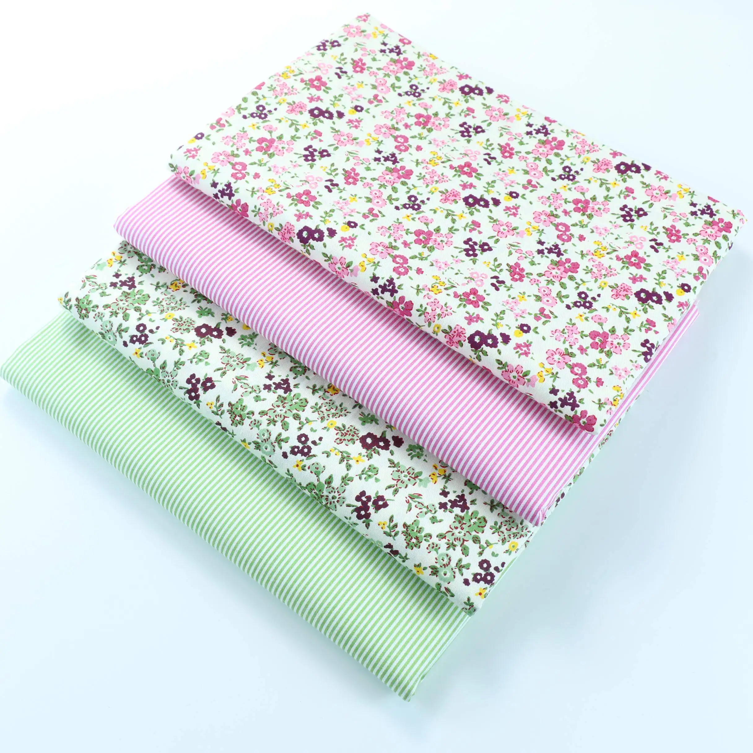160cm*50cm orange green small floral leaves striped cotton twill printed cloth pure cotton pajamas cotton clothes woven fabric