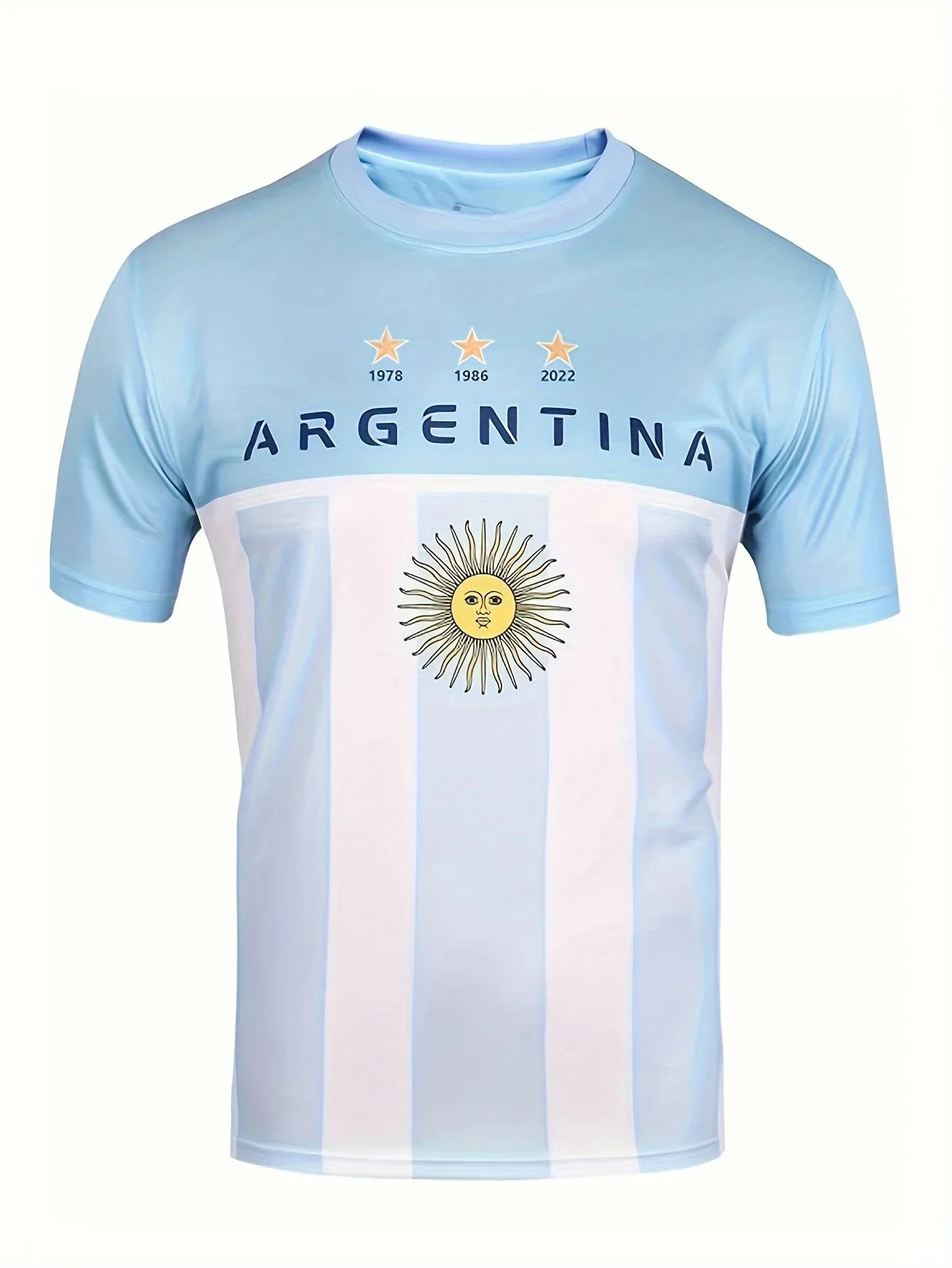 Argentine men\'s 3D printed breathable football jersey children\'s T-shirt round neck short sleeved football club training uniform