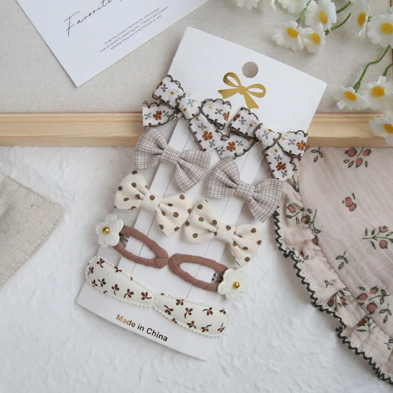 

Baby Hair Clips 10PCS Set Cute Bow Barrettes Soft Fabric Non Slip Hair Accessories for Girls Instagram Fashion Kids Gift