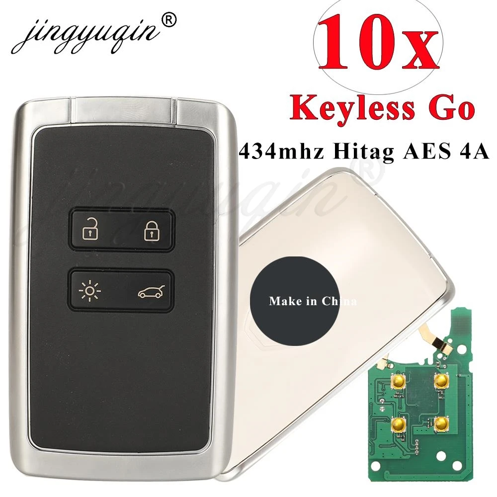 

jingyuqin 10pcs Smart Remote Car Key 434mhz AES 4A pcf7953M for Renault Megane 4 Talisman Kadjar Espace 5 Keyless Go Entry 4 BTN