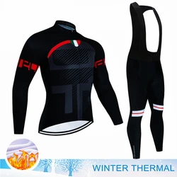 2025 Pro Warm Winter Thermal Fleece Cycling Jersey Sets Men Outdoor Riding MTB Ropa Ciclismo Bib Pants Set Cycling Clothing