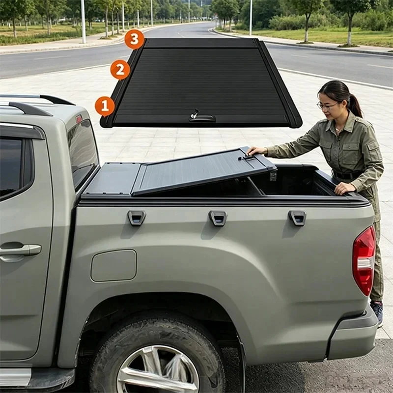 Protect Cargo Manual Retractle Roll‑Up Aluminum Alloy Tonneau Cover .Ft Waterproof Le For Pickup