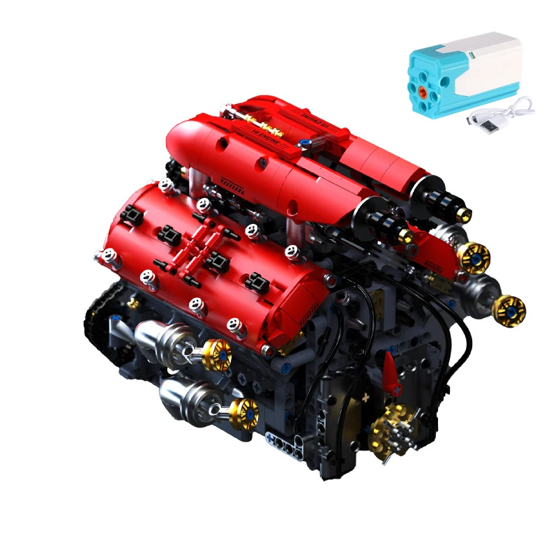 

IN STOCK MOC Technical Racing Electric V8 Engine Building Blocks Bricks Assembling Model Toys for Children Birthday Gift Set
