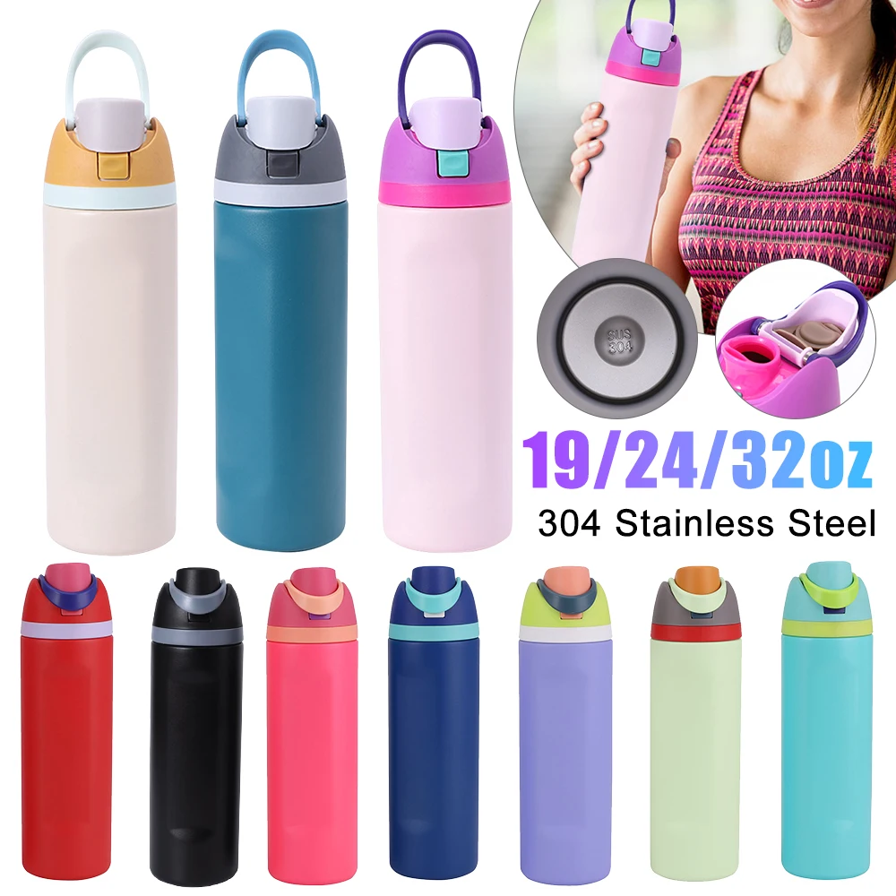 Insulated Water Bottle with Straw 19/24/32oz Thermos Cup Mug 304 Stainless Steel Sports Water Bottle Base Cover for Vacuum Flask