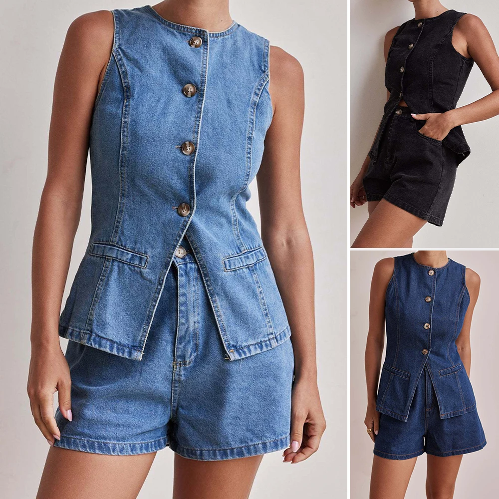 

Mia Muse Boutique однобортные однобортные комплекты без рукавов с круглым вырезом и натуральной талией, короткие повседневные комплекты, женские комплекты, летние простые повседневные комплекты