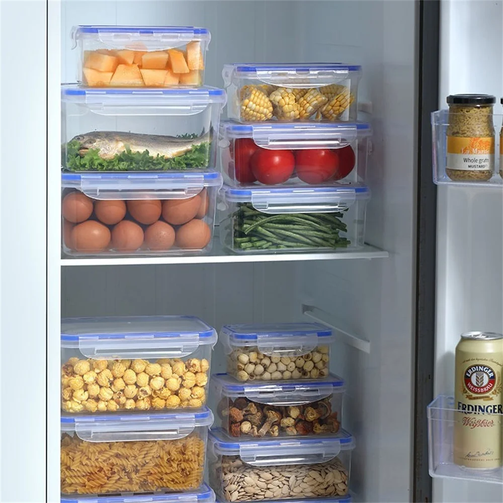 1/4pack Food Storage Containers Transparent Kitchen Organization Boxes with Lids Stackable Fridge Pantry Storage Bins for Grains - view 4
