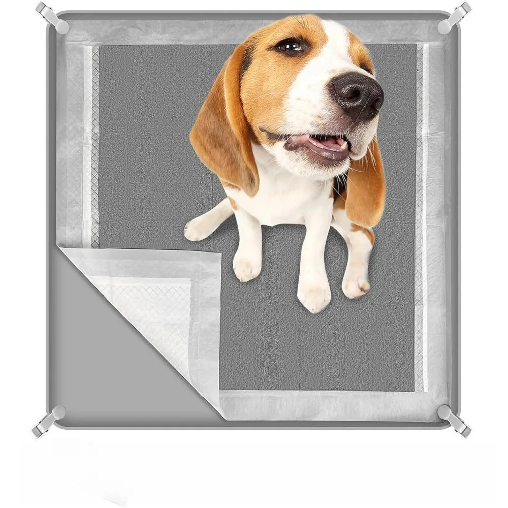 Dog Pee Pad Holder, Puppy Pad Holder Tray for 24'' x 24'' Training Pads, Dog Potty Tray Set Include High Edge Silicone Mat