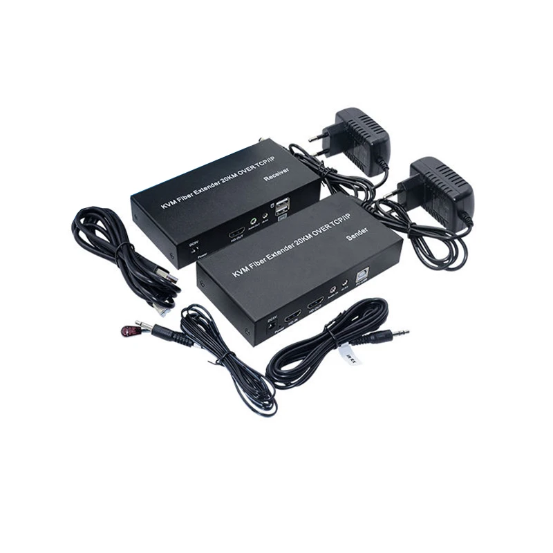 

20km HDMI KVM Fiber Cable Extender Transceiver Over TCP/IP Audio Video Transmitter Receiver Support Keyboard Mouse One To Many