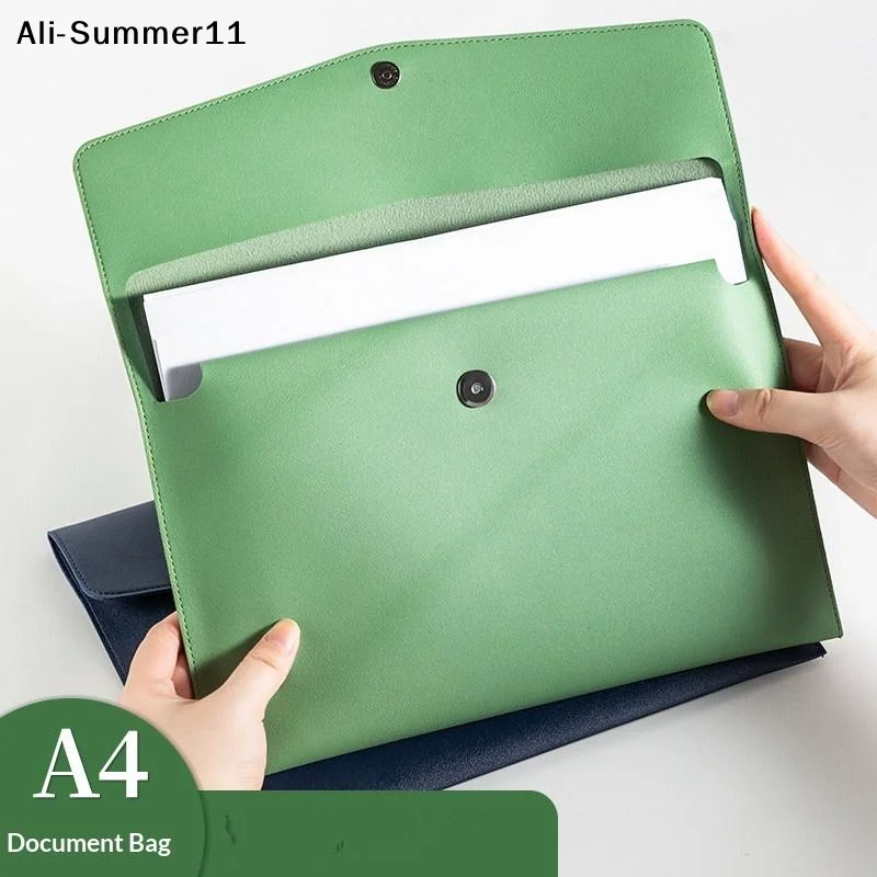 【Wp】A4 Leather Document Storage Bag Briefcase Simple And Retro Single-layer Thick And Waterproof Large Capacity Business Bag
