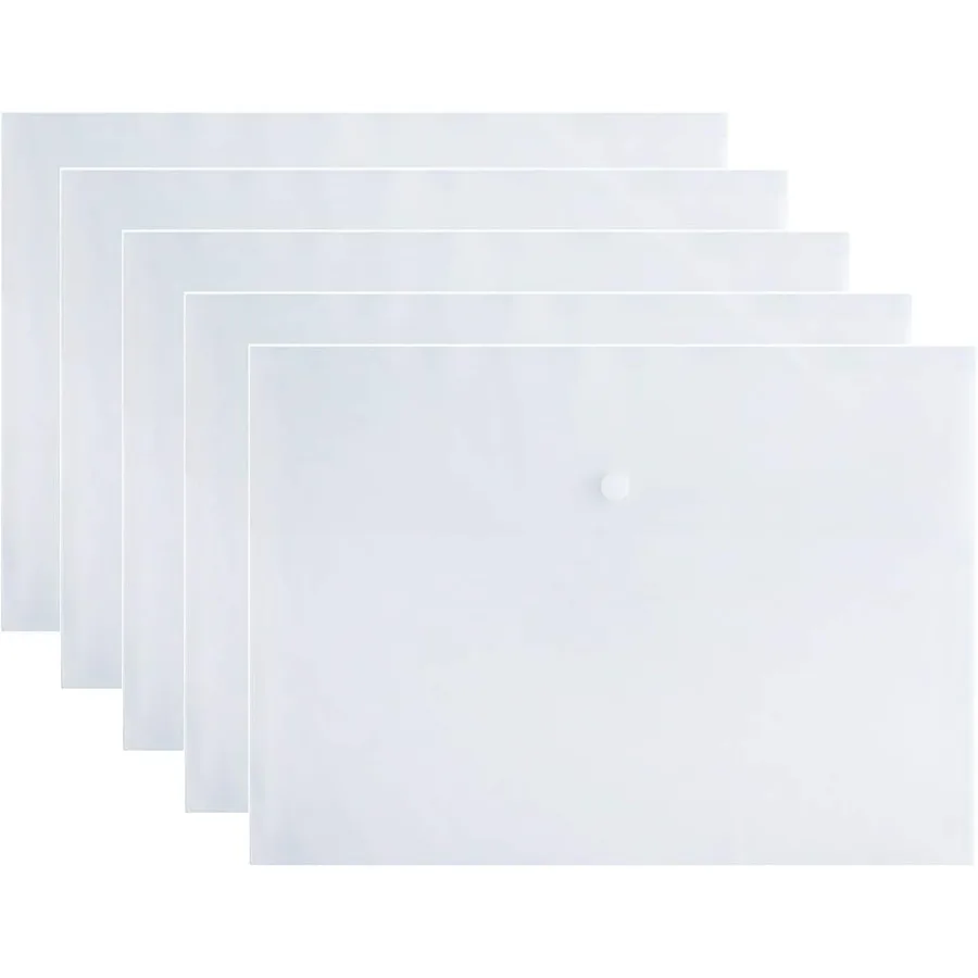 Translucent A4 Size Poly File Folder Pockets with Snap Button Closure for Organizing Flat Documents and Letters Ideal for Offic