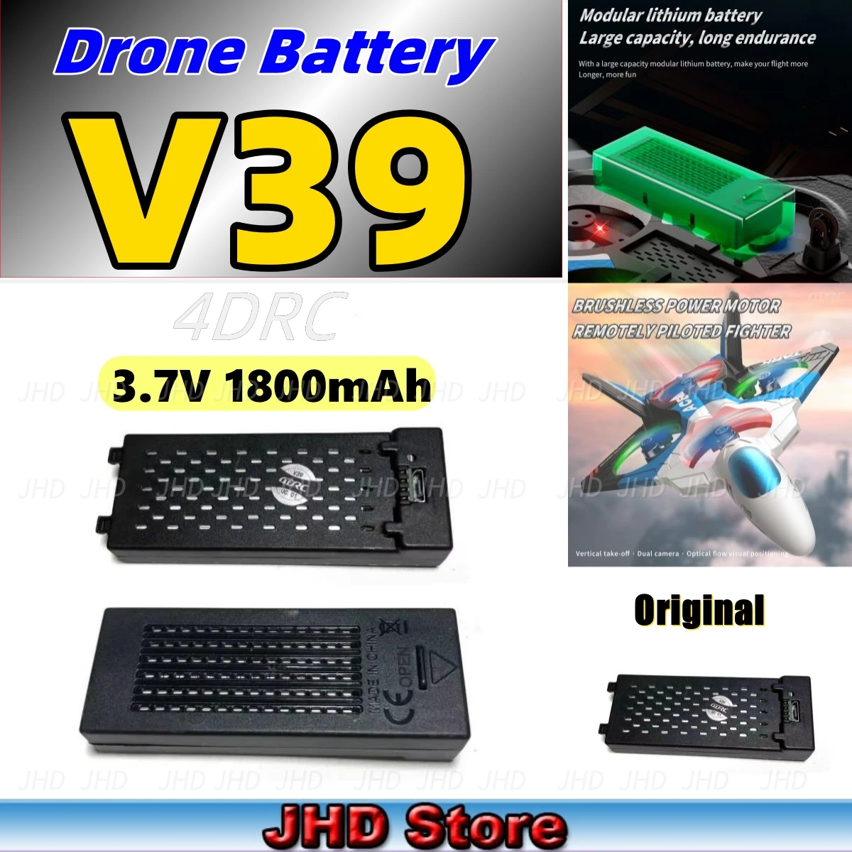 JHD Bateria 4DRC V39 Mini Drone Original 3.7V 1800mAh 4D-V39 Battery V39 Battery Replacement Wholesale