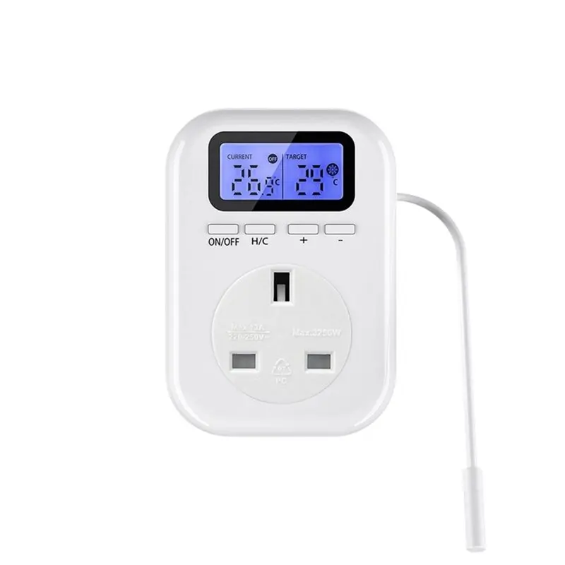 

ABIJ-Heating/Cooling Mode Smart Plug Thermostat Temperature Controller With LCD Display° C/℉ Switchable Plug And Play