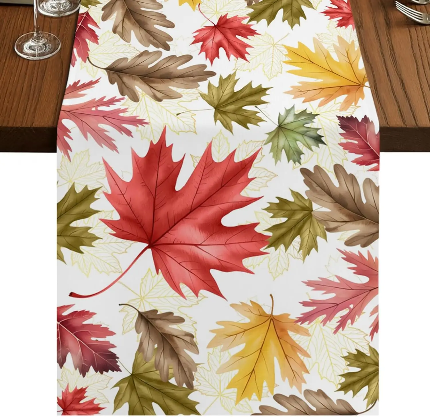 Fall Harvest Maple Leaves Table Runner Holiday Party Decor Reusable Kitchen Dining Table Runner Autumn Thanksgiving Decorations