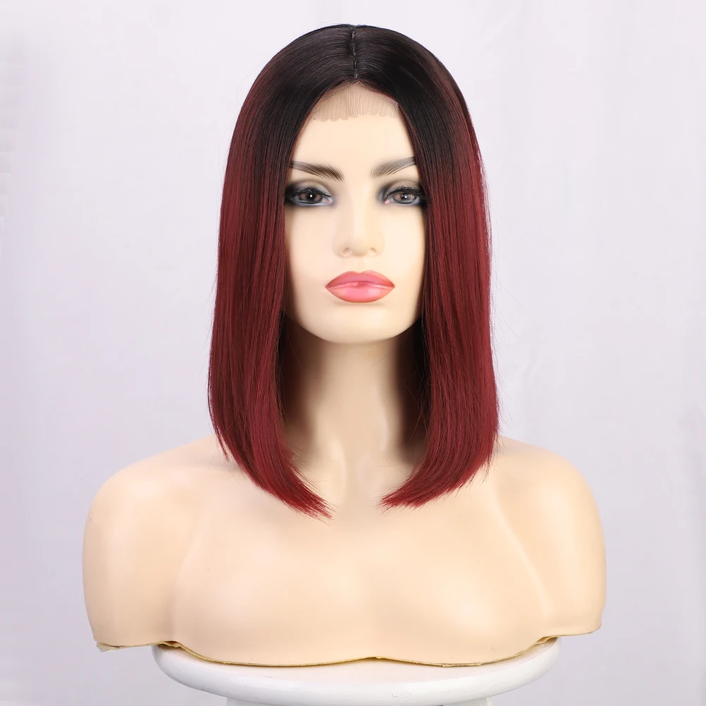 

Short Straight Synthetic Wig For Women Ombre Mid-Length Hair Shoulder Wigs for Women Daily Use