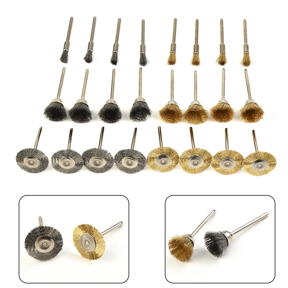 Rotary Tools Kit Set Cleaning Grinding Wire wheel brush Rust Metal 24pcs Brass Stainless Steel Polishing Grinder