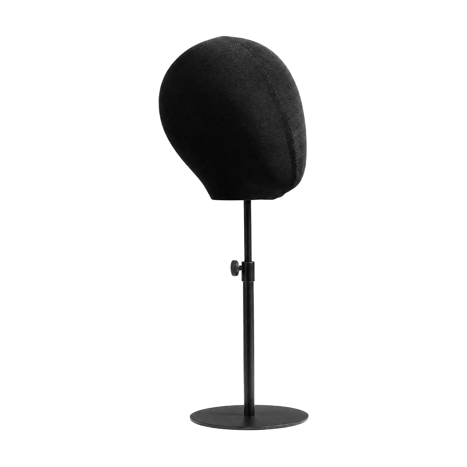 Fabric Covered Mannequin Head with Metal Form for Wig Hat Jewelry Display Adjustable Height Base