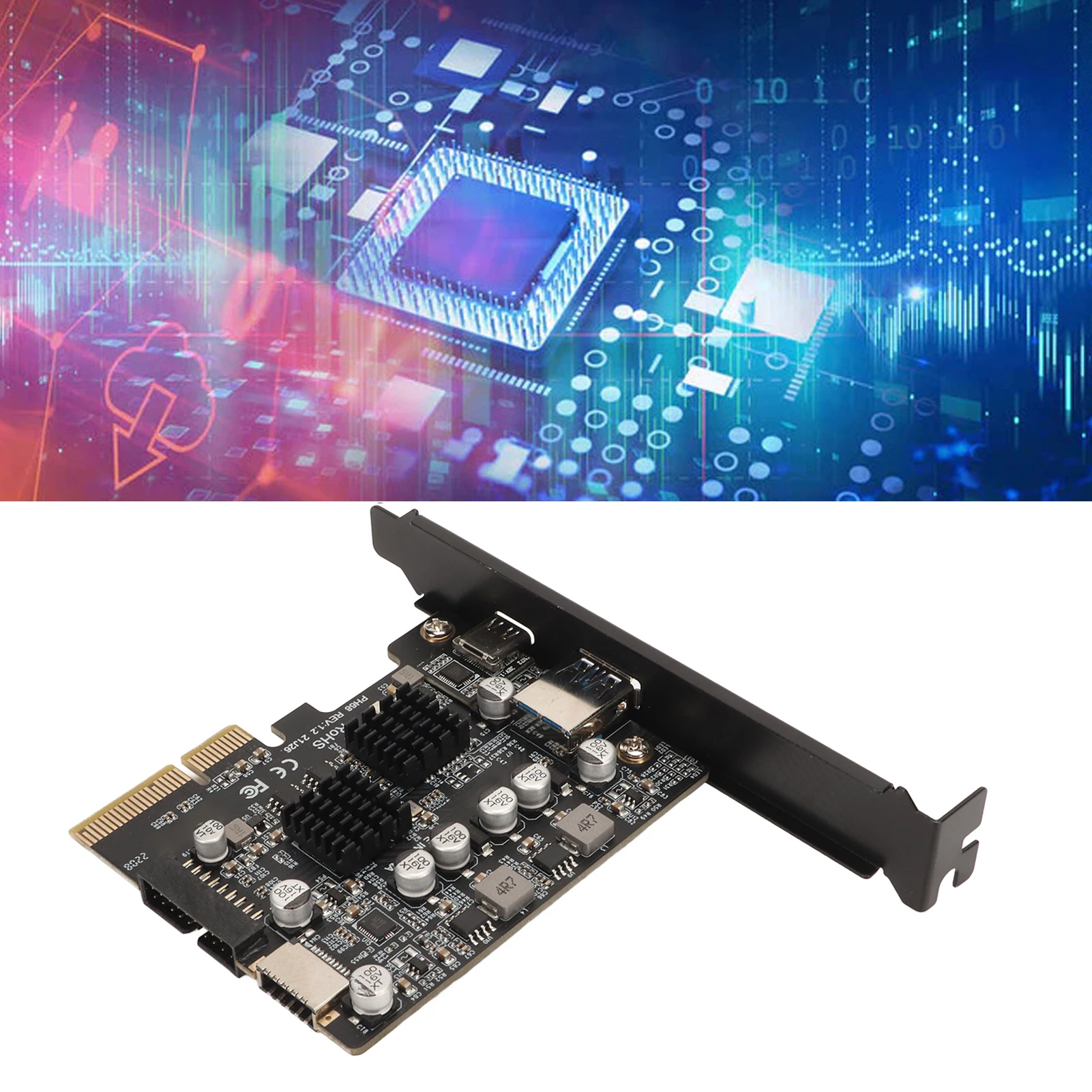 

PCIE USB3.2 Card PCIe Type C Card 10Gbps Wear Resistant Gold Plated Pin High Speed Front Type E for Transmission
