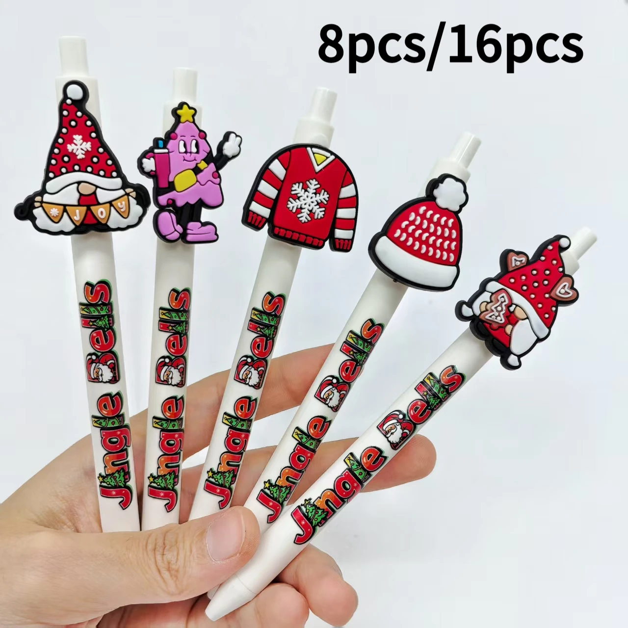 8pcs/16pcs Christmas Tree Santa Claus element Ballpoint Pen, white series Christmas Pen, Holiday gift pen