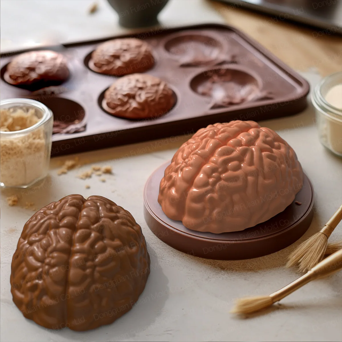 Brain Cake Mold Halloween Brain Shaped Silicone Mold For Chocolate Puddings Ice Cream Decor Tool Kitchen Baking Accessories