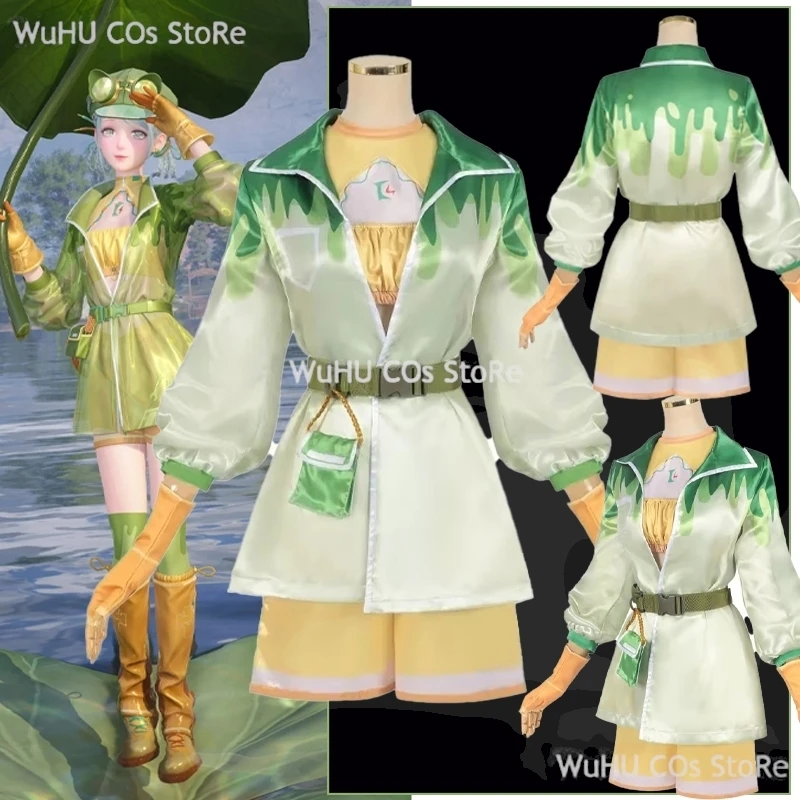 Green Dress Frog Hat Socks Game Infinity Nikki Cosplay Costume Sweet Lolita Girls Uniform Woman Halloween Con Party Play Outfits