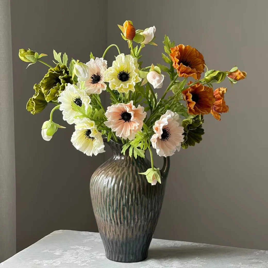 5 Stück/Set Künstliche 2-köpfige PU-Mohnblumen DIY Brautstrauß Hochzeitsdekoration Kunstblumen Mohnblumen Party Tisch Heim Raumdekoration – Detail 23