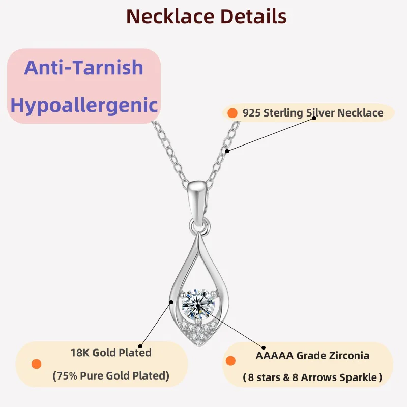 

Ювелирные изделия LAMVOICE для женщин, рождественский подарок, подарок высокого качества, колье с цирконием 0,5 карата, колье из стерлингового серебра S925