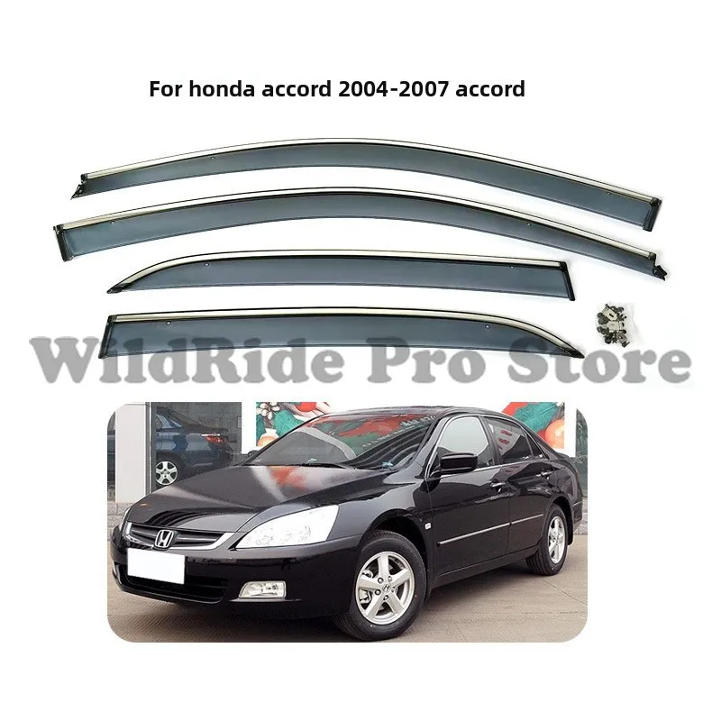 1 set Dedicated For Honda 2004-2007 Accord Windshield Rain Visor Injection Molded Rain Deflector Stainless Steel Plated