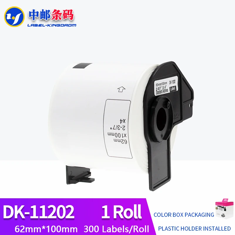 

1 рулон, универсальная этикетка DK-11202, 62 мм * 100 мм, 300 шт., совместимая с термопринтером Brother, все поставляется с пластиковым держателем DK-1202