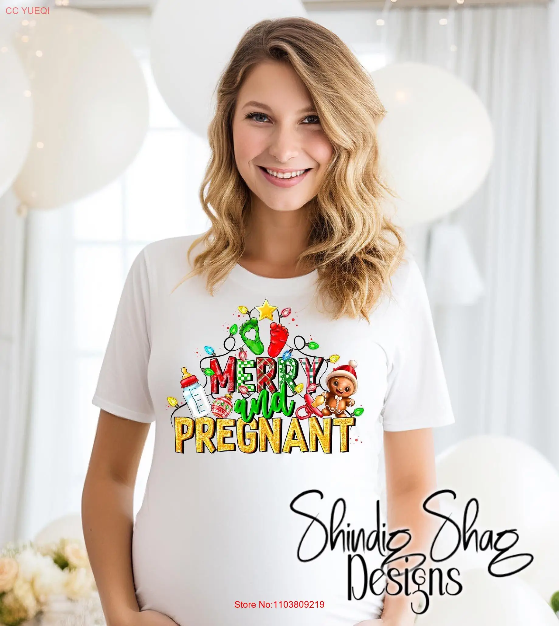 Merry and Pregnant  T Shirt Fun Holiday Maternity Bella Canvas 3001 Festive Pregnancy Chirstmas long or short sleeves