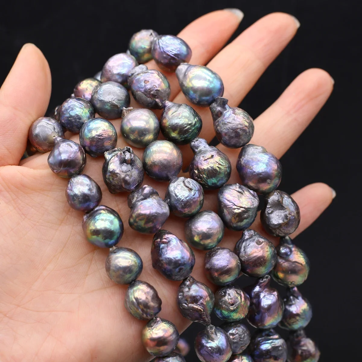 14-16mm Natural Black Baroque Pearl Bead Irregural Pearl Loose Spacer Beaded for Making DIY Jewerly Necklace Bracele Accessories