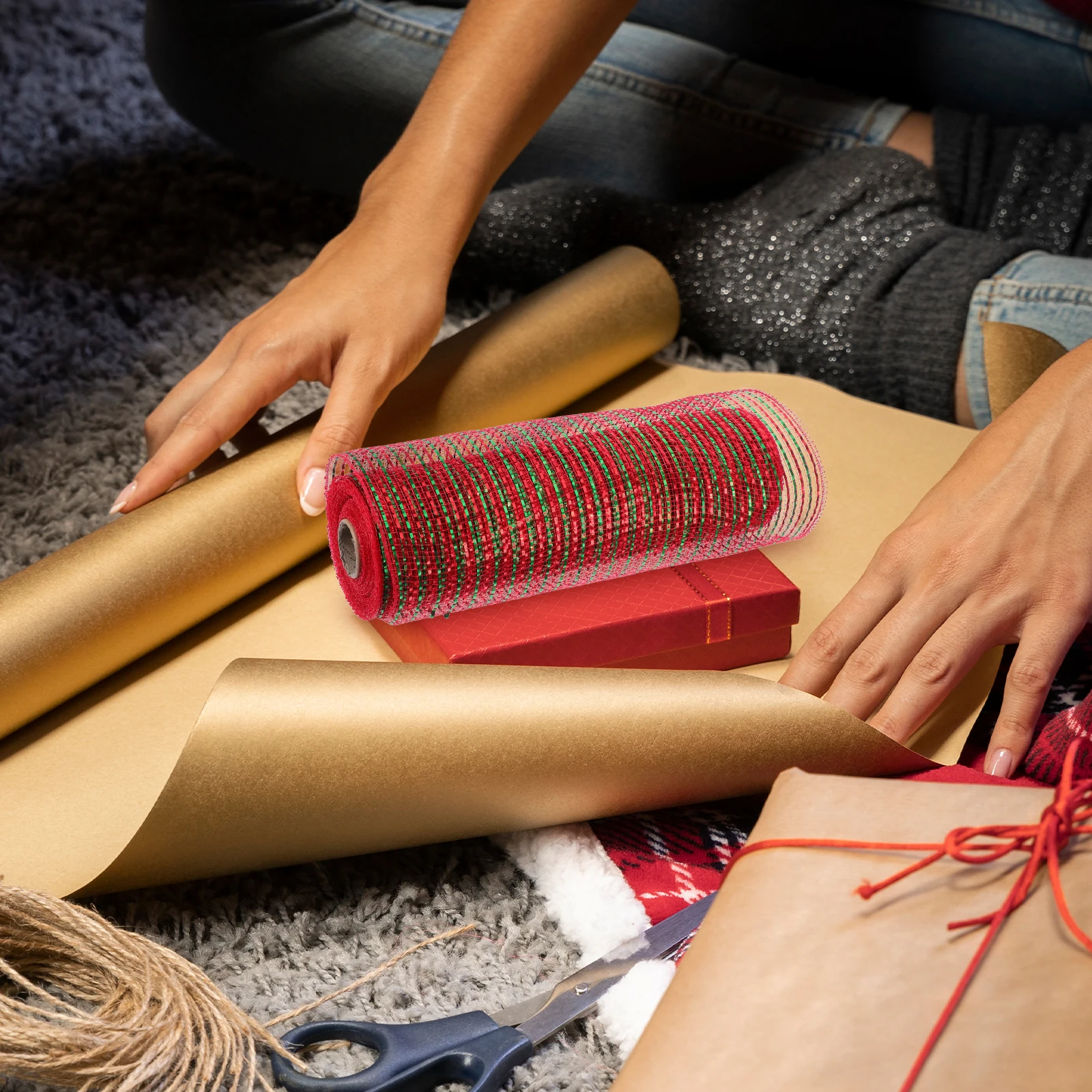 

26cm Christmas Decorative Mesh Ribbons Party Wedding Gift Wrapping Polyester Crafts Ribbon Colorful for Holiday