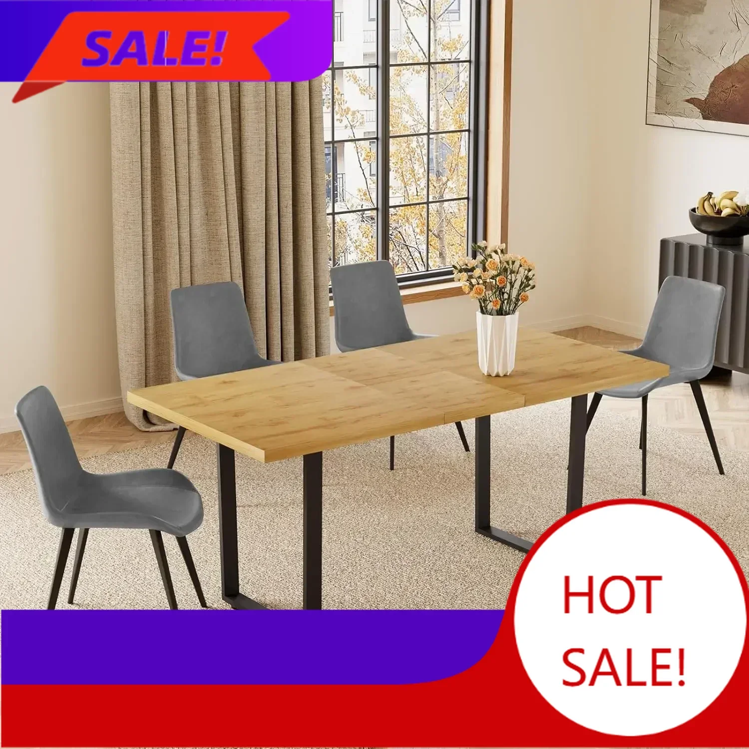 Bestsellermodern Dining Table Set For 4-6 People Kitchen Di…