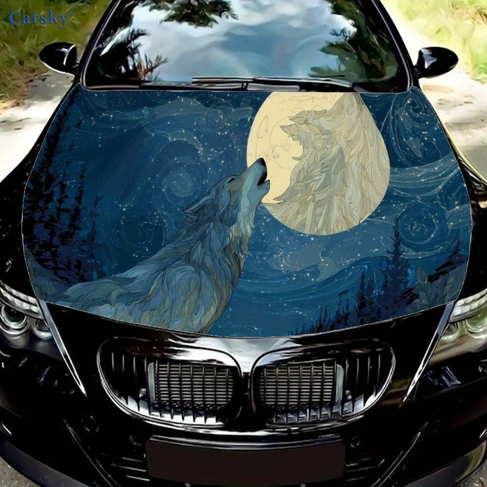 

Majestic Blue — наклейка на капот двигателя автомобиля Hued Wolf Howling, художественная наклейка на авто, персонализированное украшение на экстерьер автомобиля, подарок для автомобиля Lo