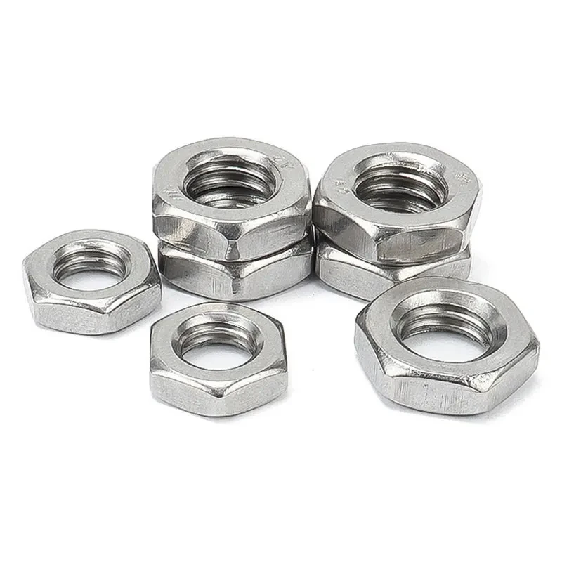 GooBetter 2-30Pcs Hex Thin Nuts M3 M4 M5 M6 M8 M10 M12 304 Stainless Steel Hex Fine Thread Nut for Bolt Screw