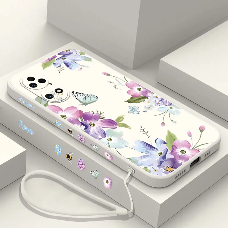 Bee Butterfly Flower Phone Case For Huawei P50 P40 P30 P20 Nova 10 10SE 9 9SE Mate 40 30 20 Pro Lite P Smart 2021 Y7A Cover