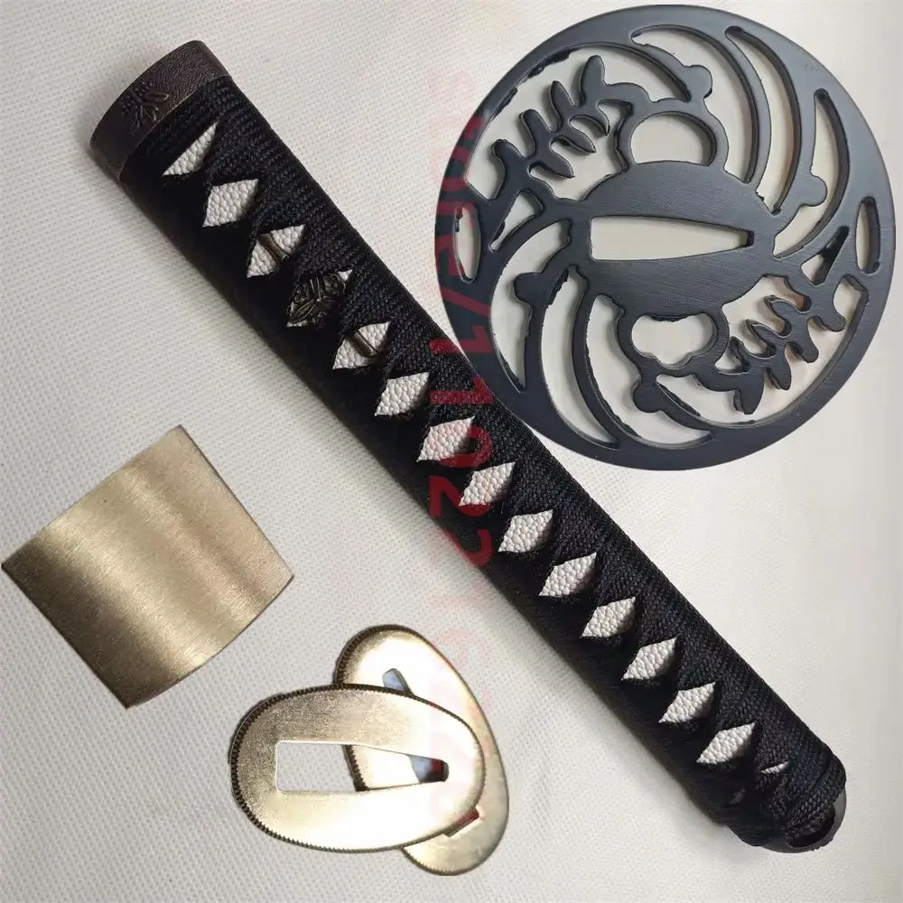 26cm Tsuka Handle Hilt Steel Iron Tsuba Handguard Guard Brass Habaki Seppa For Japanese Real Japan Samurai Katana Sword FIttings